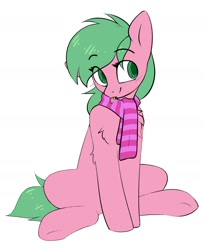 Size: 1336x1630 | Tagged: safe, artist:starlyfly, oc, oc only, oc:pine berry, earth pony, pony, clothes, scarf, simple background, solo, striped scarf, tongue out, white background