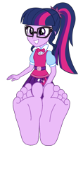 Size: 2700x5700 | Tagged: safe, artist:osipush, edit, sci-twi, twilight sparkle, human, equestria girls, equestria girls specials, g4, my little pony: equestria girls: twilight's sparkly sleepover surprise, barefoot, base used, clothes, commission, cute, feet, female, fetish, foot fetish, foot focus, glasses, high res, simple background, soles, solo, toes, transparent background, twiabetes, vector