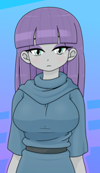 Size: 740x1280 | Tagged: safe, artist:batipin, maud pie, human, equestria girls, g4, breasts, busty maud pie, female, looking at you, solo