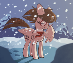 Size: 2170x1871 | Tagged: safe, artist:geatmos, oc, oc only, pegasus, pony, glasses, snow, snowfall, solo