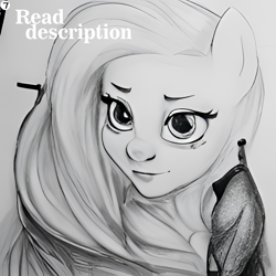 Size: 1024x1024 | Tagged: safe, fluttershy, human, g4, done by neural network, drawing, female, humanized, mare, rudall-e kandinsky, smiling, wide eyes