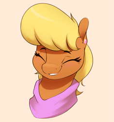 Size: 2501x2662 | Tagged: safe, artist:aquaticvibes, ms. harshwhinny, earth pony, pony, g4, bust, cute, eyes closed, female, high res, mare, ms. cutewhinny, smiling, solo, when she smiles