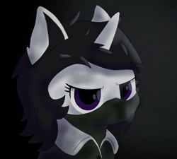 Size: 5000x4500 | Tagged: oc name needed, safe, artist:suidian, oc, oc only, pony, unicorn, fallout equestria, black mane, clothes, dark, purple eyes