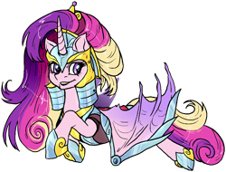 Size: 1072x816 | Tagged: safe, artist:not-ordinary-pony, derpibooru exclusive, gameloft, princess cadance, alicorn, pony, g4, my little pony: magic princess, armor, bat wings, female, mare, simple background, smiling, smirk, solo, transparent background, wings