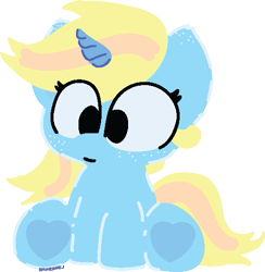 Size: 519x531 | Tagged: safe, artist:nishama simcha, oc, oc only, oc:skydreams, pony, unicorn, chibi, cute, female, freckles, mare, simple background, sitting, solo, transparent background