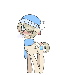 Size: 1378x1378 | Tagged: artist needed, safe, oc, oc only, pegasus, pony, blushing, clothes, female, floppy ears, mare, scarf, simple background, solo, white background