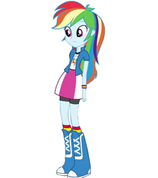 Size: 800x900 | Tagged: safe, artist:marioponyfan, edit, edited screencap, screencap, rainbow dash, human, equestria girls, g4, background removed, boots, clothes, eyebrows, female, frown, jacket, not a vector, shirt, shoes, simple background, skirt, socks, solo, transparent background