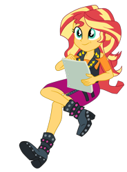 Size: 1900x2586 | Tagged: safe, artist:gmaplay, sunset shimmer, human, equestria girls, g4, cute, shimmerbetes, simple background, sitting, solo, transparent background