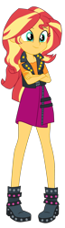 Size: 1235x4283 | Tagged: safe, artist:gmaplay, sunset shimmer, human, equestria girls, g4, adorasexy, crossed arms, cute, eyebrows, high res, sexy, shimmerbetes, simple background, smiling, solo, transparent background