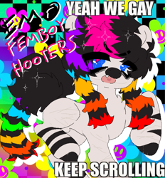 Size: 1547x1668 | Tagged: safe, artist:permafox, oc, oc:ash, earth pony, pony, zebra, colorful, emo, femboy hooters, original character do not steal, pixel art, scene, solo, zebra oc