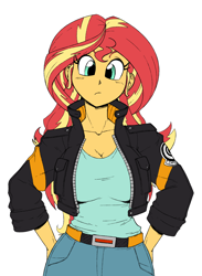 Size: 1222x1670 | Tagged: safe, artist:reiduran, sunset shimmer, human, equestria girls, g4, akira toriyama, breasts, busty sunset shimmer, colored, dragon ball, dragon ball z, looking at you, simple background, solo, style emulation, white background
