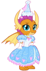 Size: 671x1022 | Tagged: safe, artist:darlycatmake, edit, smolder, dragon, g4, clothes, cute, dragon wings, dragoness, dress, female, flower, flower in hair, froufrou glittery lacy outfit, gloves, happy, hat, hennin, jewelry, long gloves, looking at you, necklace, princess, princess smolder, proud, puffy sleeves, simple background, smiling, smiling at you, smolder also dresses in style, smolderbetes, solo, spread wings, transparent background, wings