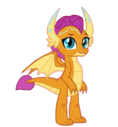 Size: 720x768 | Tagged: safe, artist:darlycatmake, edit, smolder, dragon, g4, cute, dragon wings, dragoness, eyebrows, female, happy, looking at you, simple background, smiling, smiling at you, smolderbetes, solo, transparent background, wet, wet hair, wings
