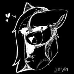 Size: 1280x1280 | Tagged: safe, artist:lunylin, pony, black and white, bust, chest fluff, crying, grayscale, heart, heart eyes, monochrome, portrait, solo, wingding eyes