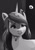 Size: 2868x4096 | Tagged: safe, artist:poxy_boxy, izzy moonbow, pony, unicorn, g5, goth, goth izzy, grayscale, monochrome, solo