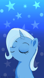 Size: 1080x1920 | Tagged: safe, artist:darksly, trixie, pony, unicorn, g4, atg 2022, eyes closed, female, mare, newbie artist training grounds, phone wallpaper, solo, stars