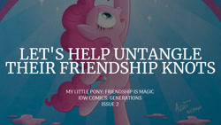 Size: 1280x720 | Tagged: safe, edit, editor:quoterific, idw, pinkie pie, earth pony, pony, g4, bipedal, female, generations, mare, open mouth, signature, solo, text