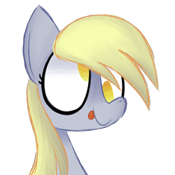 Size: 1600x1600 | Tagged: safe, artist:alandisc, derpy hooves, pony, g4, bust, cute, derp, eyelashes, female, happy, simple background, solo, tongue out, transparent background