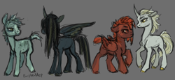 Size: 1126x517 | Tagged: safe, artist:purple-blep, oc, alicorn, earth pony, pegasus, pony, unicorn, apocalypse ponies, female, mare