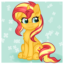 Size: 3200x3200 | Tagged: safe, artist:violight, sunset shimmer, pony, unicorn, g4, cheek fluff, chest fluff, ear fluff, female, high res, mare, sitting, solo