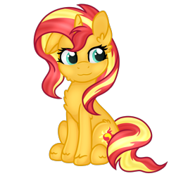 Size: 3200x3200 | Tagged: safe, alternate version, artist:violight, sunset shimmer, pony, unicorn, g4, cheek fluff, chest fluff, ear fluff, female, high res, mare, simple background, sitting, solo, transparent background