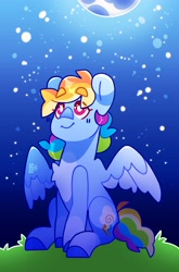 Size: 2219x3356 | Tagged: safe, artist:cocopudu, rainbow dash, pegasus, pony, g4, female, full moon, high res, looking up, mare, moon, night, sitting, solo, stars