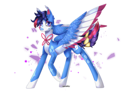 Size: 2000x1500 | Tagged: safe, artist:aakariu, oc, pegasus, pony, coat markings, colored wings, digital art, ear tufts, full body, gift art, long legs, multicolored wings, pale belly, request, simple background, slender, solo, thin, white background, wings