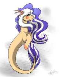 Size: 786x1001 | Tagged: safe, artist:scarletsfeed, oc, oc only, earth pony, merpony, pony, seapony (g4), female, fish tail, flowing mane, flowing tail, green eyes, mare, request, seaponified, signature, simple background, sketch, smiling, solo, species swap, speedpaint, tail, traditional art, white background