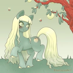 Size: 1440x1440 | Tagged: safe, artist:bluecocoaart, bee, earth pony, insect, pony, long hair, long mane, nature, solo