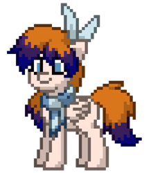 Size: 807x927 | Tagged: safe, oc, oc:moon tangerine, pegasus, pony, pony town, bow, clothes, female, hair bow, mare, orange hair, red hair, scarf, simple background, striped scarf, three toned mane, transparent background
