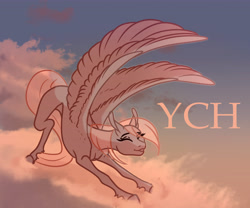Size: 6000x5000 | Tagged: safe, artist:luna dave, oc, alicorn, earth pony, pegasus, pony, unicorn, auction, cloud, commission, concave belly, large wings, realistic horse legs, realistic wings, skinny, solo, sunrise, thin, wings, ych sketch, your character here