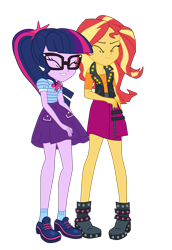 Size: 2581x3758 | Tagged: safe, artist:gmaplay, sci-twi, sunset shimmer, twilight sparkle, human, equestria girls, equestria girls series, g4, rollercoaster of friendship, clothes, high res, simple background, skirt, transparent background