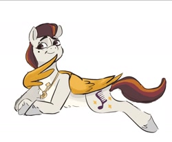 Size: 1997x1643 | Tagged: safe, artist:mayugraffiti, rocky riff, pegasus, pony, g5, cute, jewelry, lying down, male, necklace, prone, rockybetes, simple background, solo, stallion, white background, wings