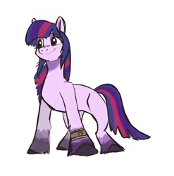 Size: 1679x1701 | Tagged: safe, artist:mayugraffiti, twilight sparkle, earth pony, pony, g4, bracelet, earth pony twilight, female, g5 concept leaks, jewelry, mare, race swap, simple background, solo, twilight sparkle (g5 concept leak), white background