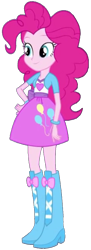 Size: 640x1753 | Tagged: safe, artist:rupahrusyaidi, edit, edited screencap, screencap, pinkie pie, human, equestria girls, g4, background removed, boots, clothes, hand on hip, high heel boots, jacket, shirt, shoes, simple background, skirt, solo, transparent background, vest