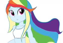 Size: 1689x1143 | Tagged: safe, artist:rajaie, rainbow dash, human, equestria girls, g4, clothes, female, long hair, simple background, solo, tank top, white background
