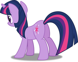 Size: 2745x2184 | Tagged: safe, artist:dashiesparkle, twilight sparkle, pony, unicorn, g4, butt, female, high res, mare, plot, rear view, simple background, smiling, solo, transparent background, twibutt, unicorn twilight, vector