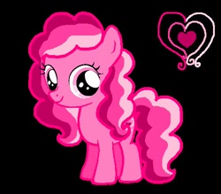 Size: 500x437 | Tagged: safe, artist:katiegirlsforever, oc, oc:pinkalicious, earth pony, pony, g4, black background, cute, cutie mark, earth pony oc, female, filly, foal, multicolored hair, multicolored mane, multicolored tail, not pinkie pie, ocbetes, pink coat, pink eyes, simple background, smiling, solo, tail