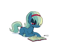 Size: 1200x1000 | Tagged: safe, artist:mellodillo, oc, oc:tess dawnstar, earth pony, pony, book, commission, female, lying down, mare, prone, reading, simple background, solo, white background