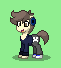 Size: 61x68 | Tagged: safe, artist:dematrix, earth pony, pony, pony town, clothes, green background, headphones, male, minecraft, odo kentang, open mouth, pixel art, simple background, smiling, solo, stallion, youtuber