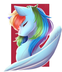 Size: 800x924 | Tagged: safe, artist:kat-the-true-kitkat, rainbow dash, pegasus, pony, g4, bust, ear fluff, eyes closed, female, mare, simple background, solo, transparent background