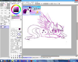 Size: 1280x1024 | Tagged: safe, artist:prettyshinegp, oc, oc only, alicorn, pony, alicorn oc, female, horn, lying down, mare, prone, wings, wip