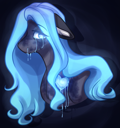 Size: 1583x1686 | Tagged: safe, artist:purplegrim40, oc, oc only, earth pony, pony, bruised, bust, crying, earth pony oc, female, hair over one eye, heart, mare, solo