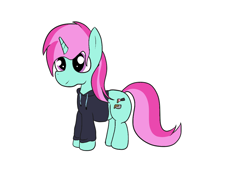 Size: 1400x1000 | Tagged: safe, artist:amateur-draw, oc, oc:belle boue, pony, unicorn, clothes, hoodie, male, simple background, solo, stallion, white background