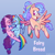 Size: 2048x2048 | Tagged: safe, artist:zigzarachi, rainbow dash, sugar belle, oc, oc:fairy bread, pegasus, pony, unicorn, g4, blushing, female, high res, lesbian, magical lesbian spawn, offspring, parent:rainbow dash, parent:sugar belle, parents:sugardash, sugardash