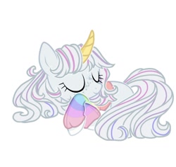 Size: 1080x1019 | Tagged: safe, artist:shore2020, oc, oc only, pony, unicorn, clothes, colored horn, female, horn, leg warmers, mare, simple background, sleeping, solo, white background
