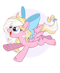 Size: 1600x1942 | Tagged: safe, alternate version, artist:shore2020, oc, oc only, oc:bay breeze, pegasus, pony, bow, female, flying, hair bow, looking up, mare, open mouth, simple background, solo, tail, tail bow, white background