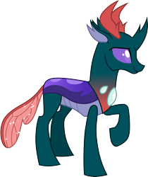 Size: 3000x3563 | Tagged: safe, artist:cloudy glow, pharynx, changedling, changeling, g4, to change a changeling, .ai available, high res, male, prince pharynx, raised hoof, simple background, solo, transparent background, vector