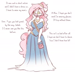 Size: 1745x1697 | Tagged: safe, artist:sugar morning, oc, oc only, oc:sugar morning, pegasus, anthro, adorasexy, blushing, bucktooth, busty sugar morning, clothes, cute, doodle, dress, embarrassed, female, floppy ears, glasses, looking away, meganekko, nerd, ocbetes, purse, sexy, simple background, sketch, solo, text, white background