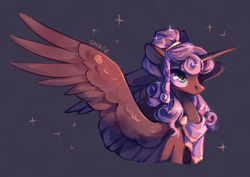 Size: 4093x2894 | Tagged: safe, artist:shore2020, idw, princess luna, alicorn, pony, g4, reflections, spoiler:comic, alternate hairstyle, artemis luna, curly hair, female, high res, mare, mirror universe, solo, spread wings, wings